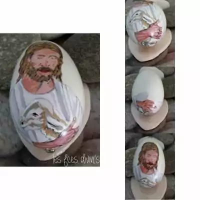 Oeuf d'oie déco peint à la main