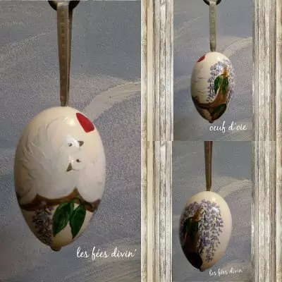 Oeuf d'oie déco peint à la main